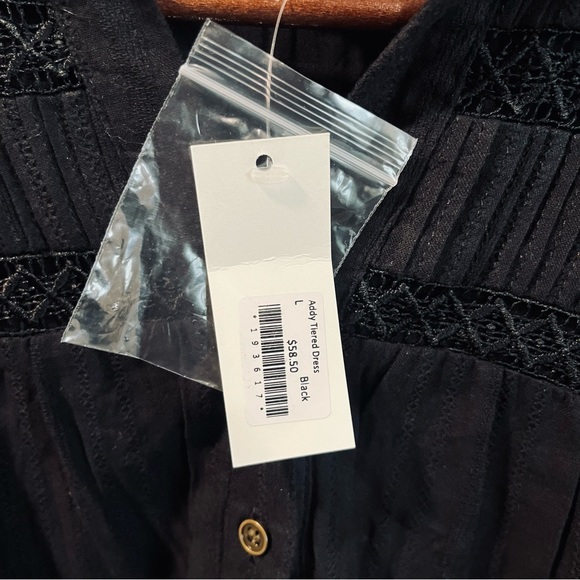 New Brass and Roe by Called to Surf Black Addy Tiered Dress Knee Length Sz Large - Picture 3 of 6